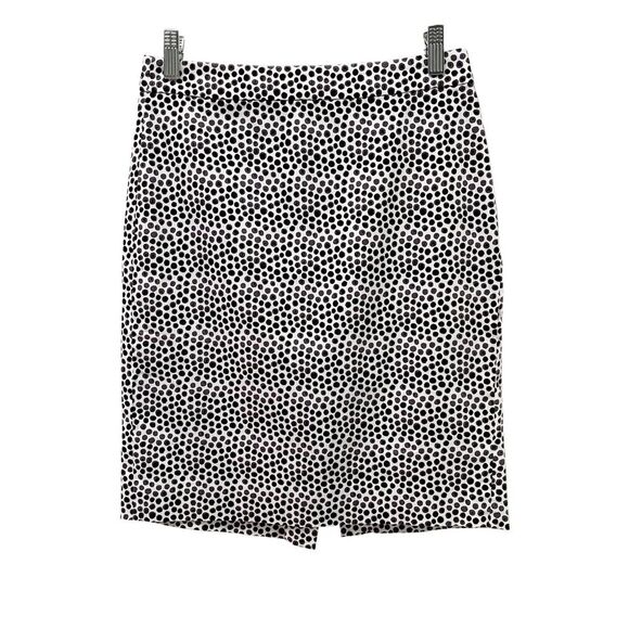 J. Crew Women's The Pencil Skirt 0 Polka Dot Print Brown & White 37532 Stretch - Picture 2 of 8